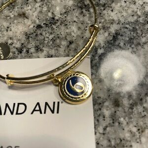 Alex and Ani Gold and Blue Charm Bracelet